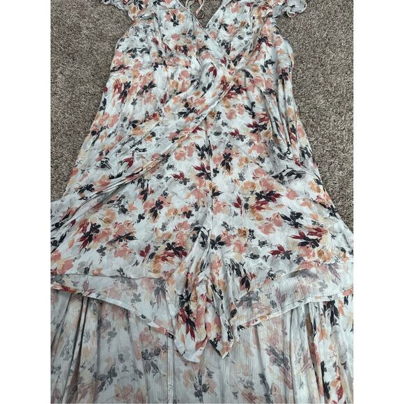 Torrid Maxi Gauze Walk-Through Dress Asymmetrical Floral Plus Sz 1 White/Orange - Picture 12 of 13